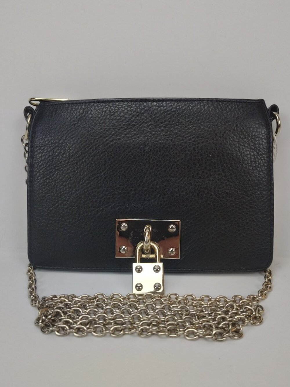 DKNY Black Mini Faux Leather Shoulder Bag/Crossbody with Silver Chain-NWOT